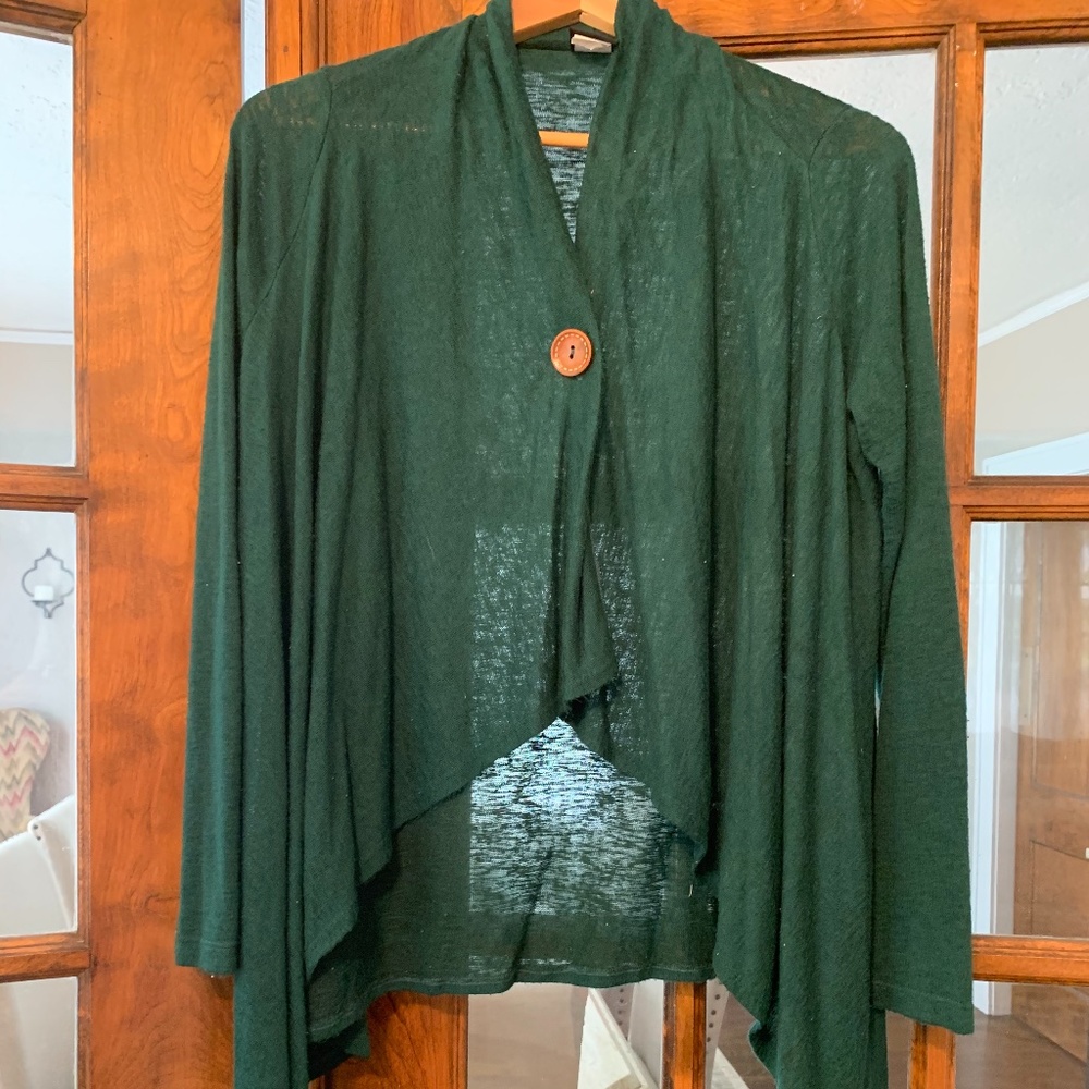 Emerald Green Cardigan Sweater Flowy Single Button